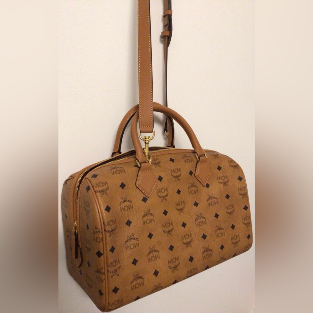 MCM tan handbag with removable strap